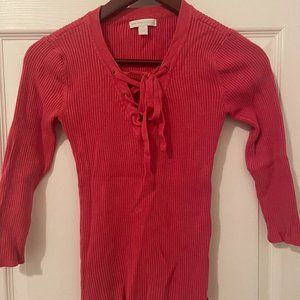 Women's New York & Company Pink Tie Knit Sweater